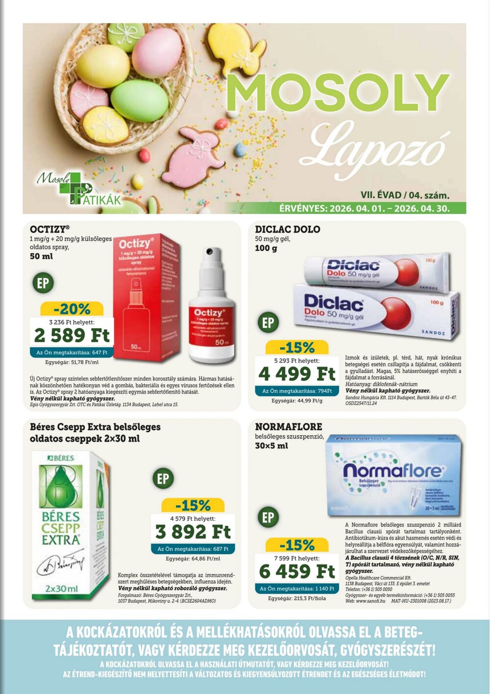 Mosoly Patikák akciós újság 2026.04.01-től - 1. oldal.
