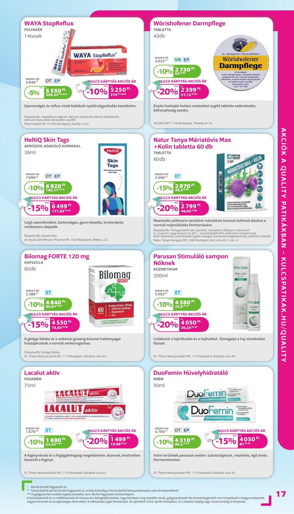 Kulcs Patika akciós újság 2026.04.01-től - 17. oldal.