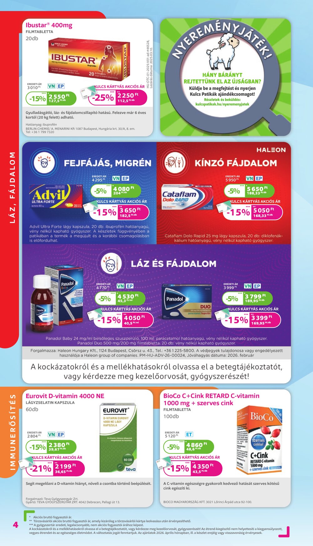 Kulcs Patika akciós újság 2026.04.01-től - 4. oldal.