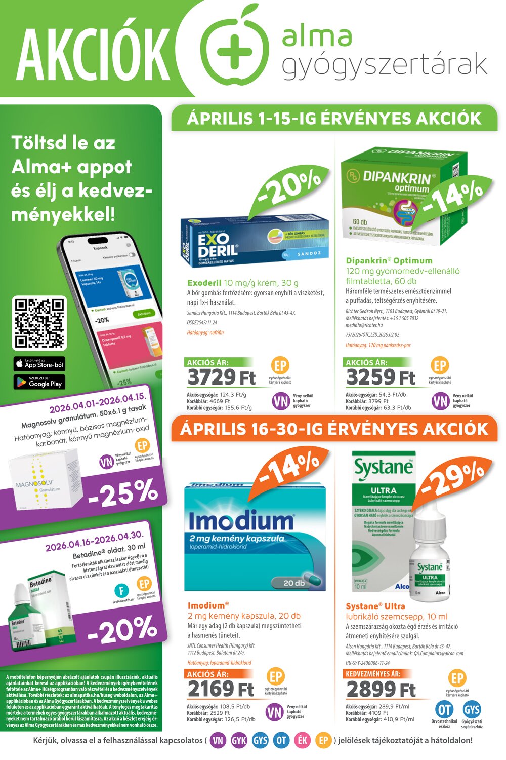 Alma Gyógyszertárak akciós újság 2026.04.01-től - 1. oldal.