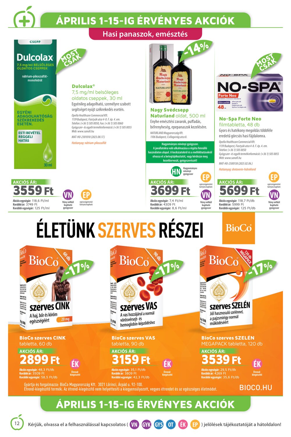 Alma Gyógyszertárak akciós újság 2026.04.01-től - 12. oldal.