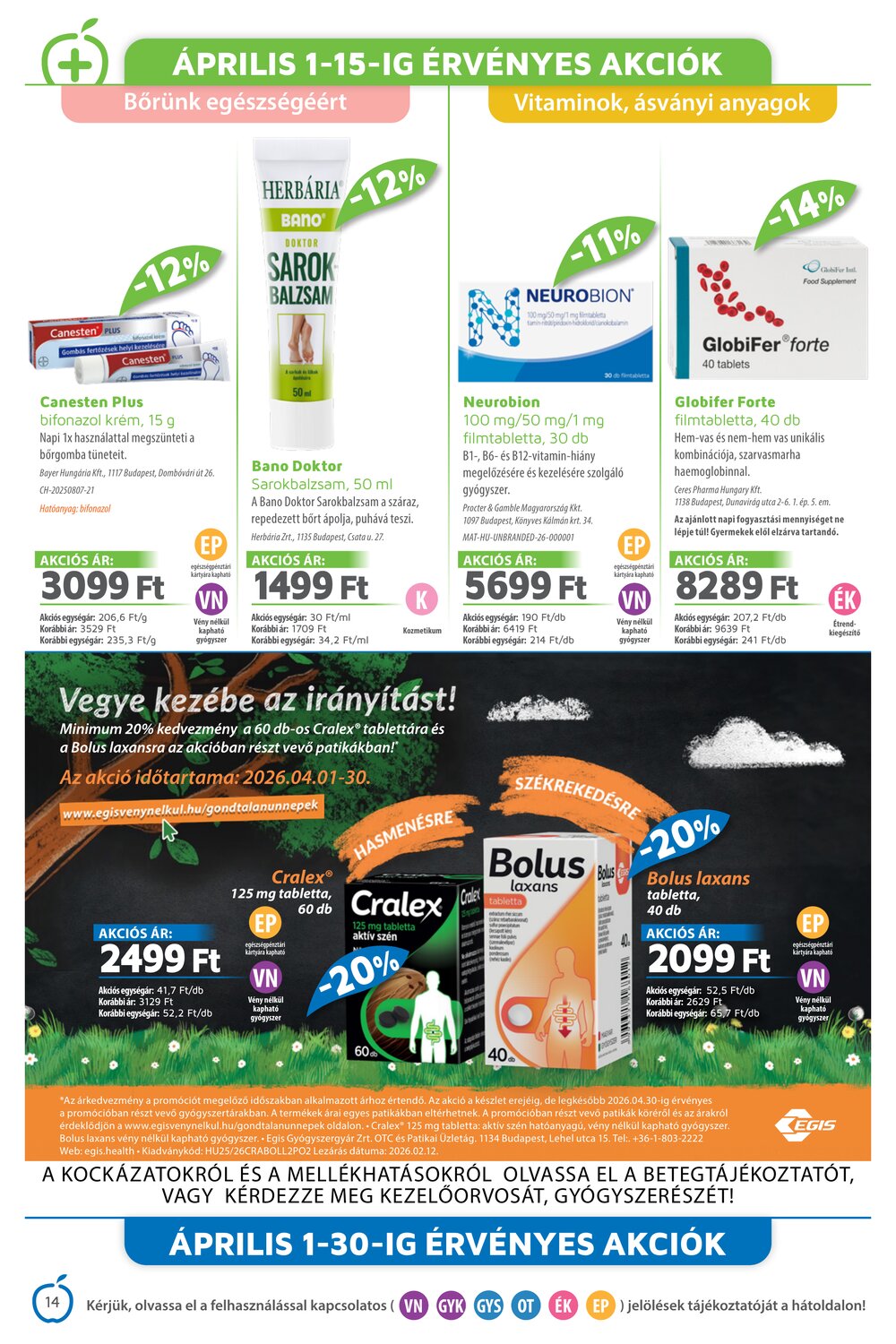 Alma Gyógyszertárak akciós újság 2026.04.01-től - 14. oldal.