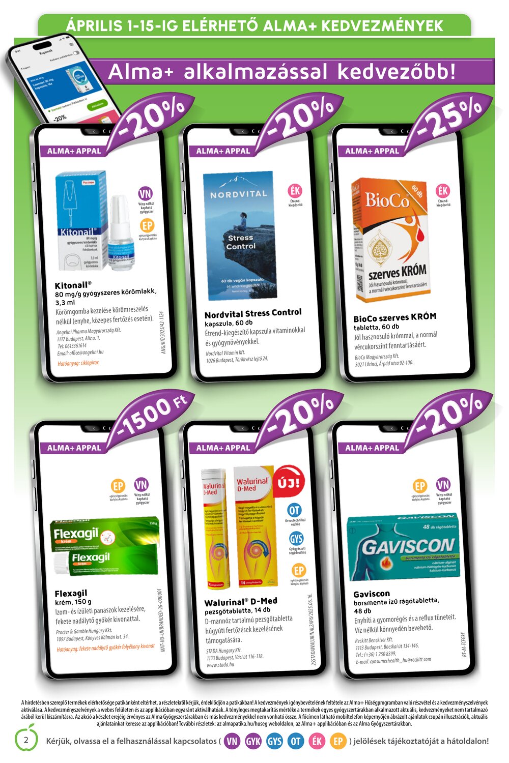 Alma Gyógyszertárak akciós újság 2026.04.01-től - 2. oldal.