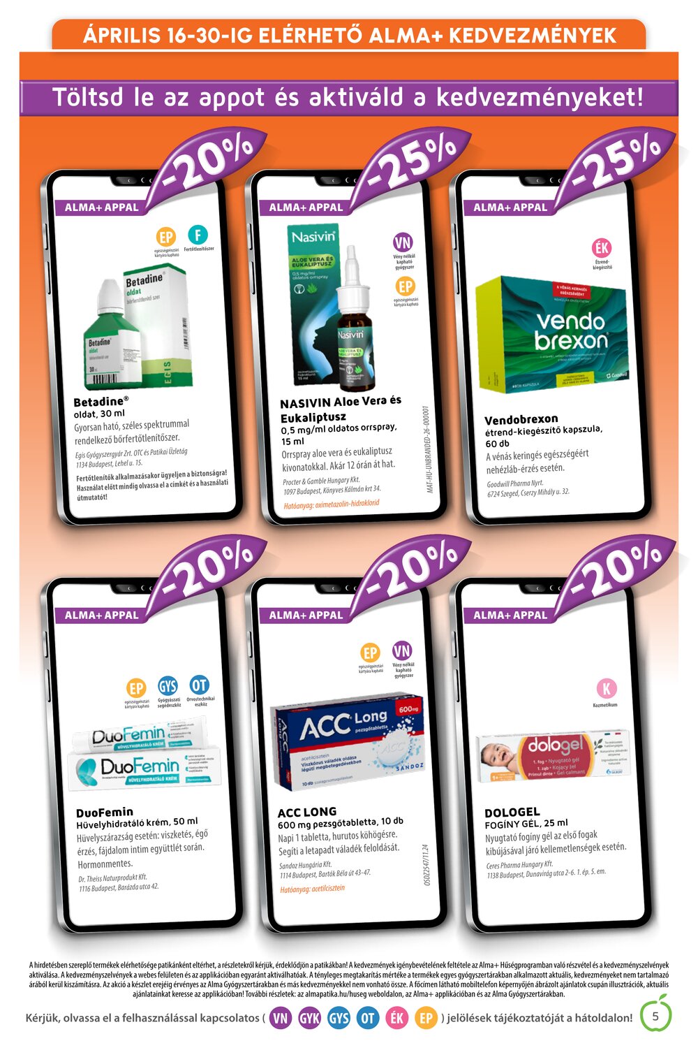 Alma Gyógyszertárak akciós újság 2026.04.01-től - 5. oldal.