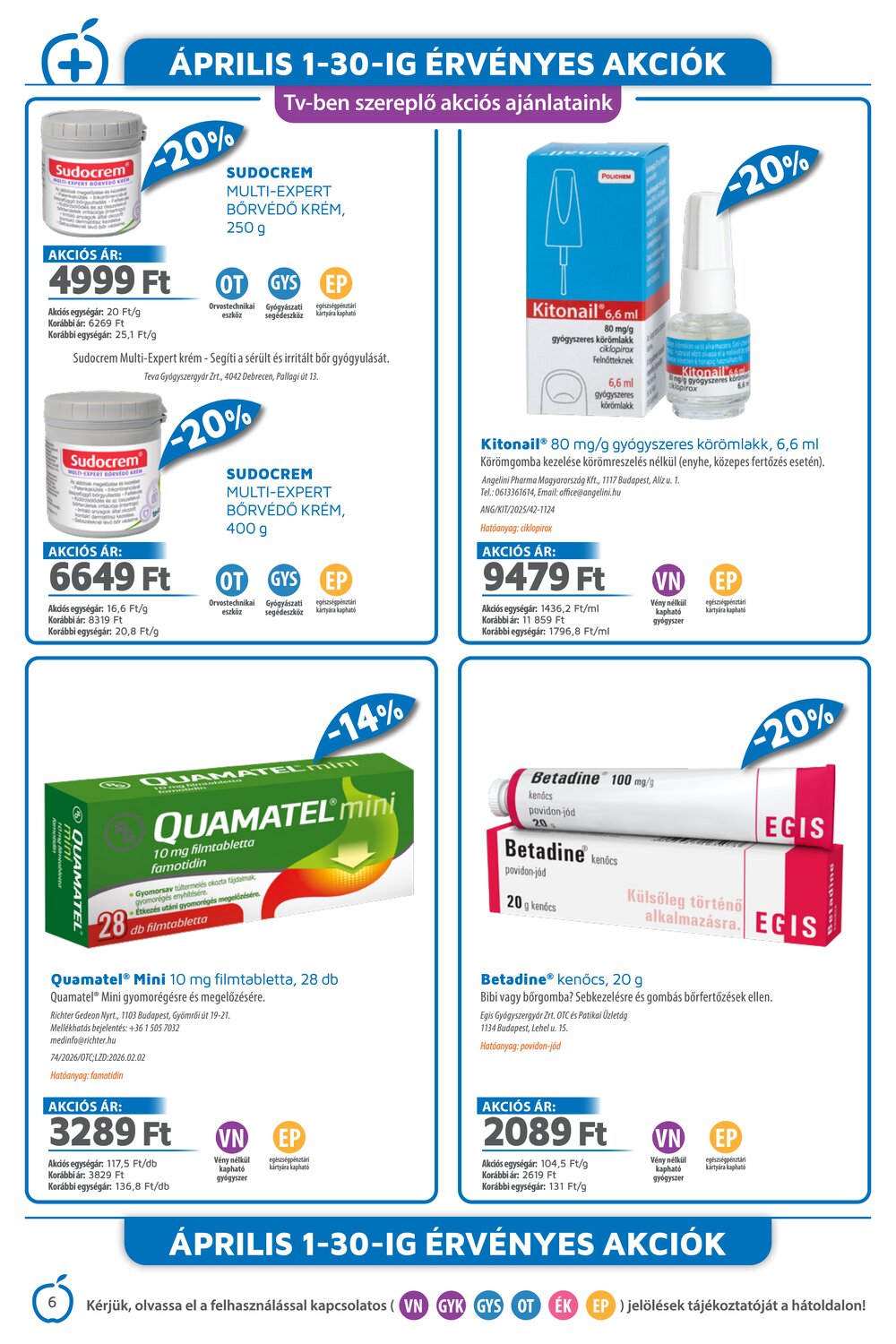 Alma Gyógyszertárak akciós újság 2026.04.01-től - 6. oldal.