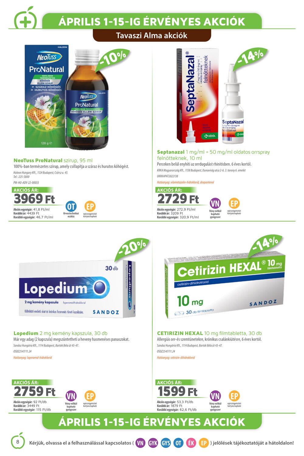Alma Gyógyszertárak akciós újság 2026.04.01-től - 8. oldal.