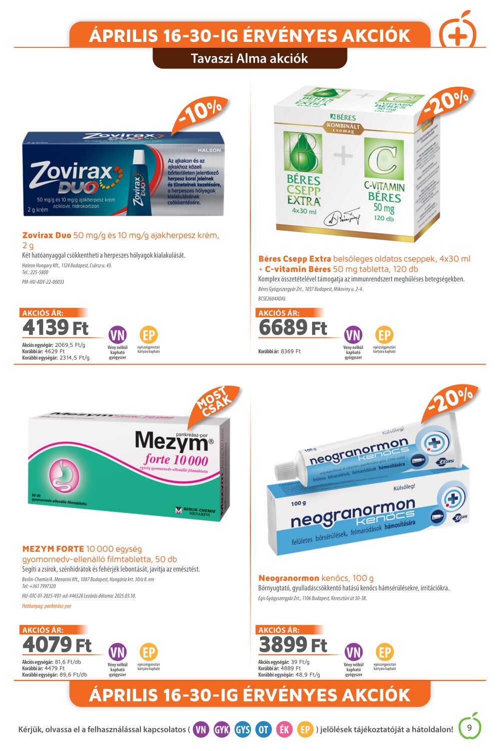 Alma Gyógyszertárak akciós újság 2026.04.01-től - 9. oldal.