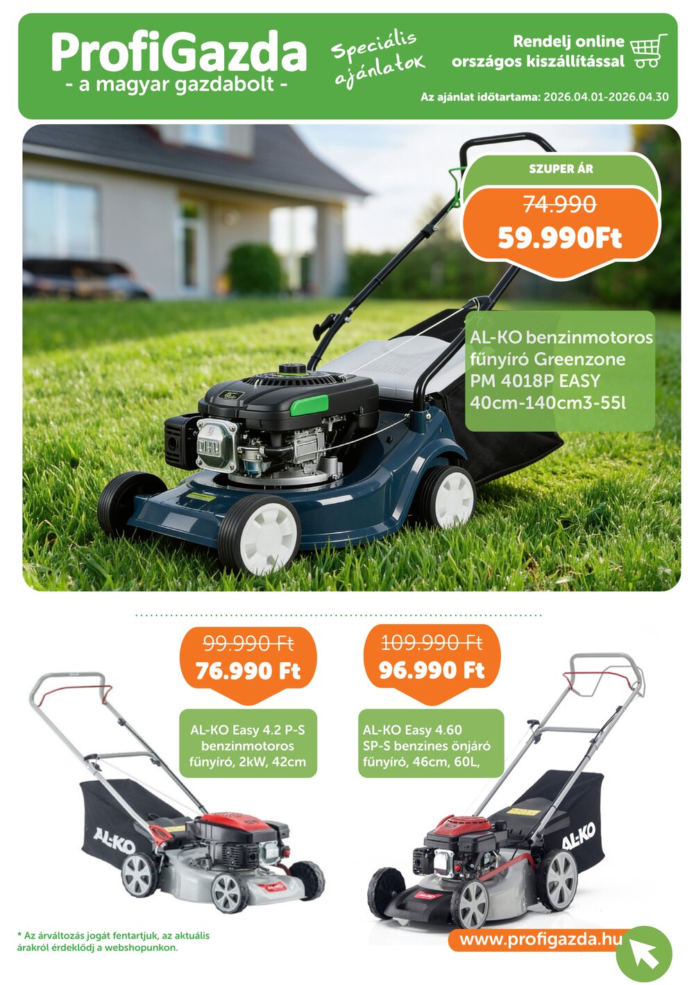 Profigazda akciós újság 2026.04.01-től - 1. oldal.