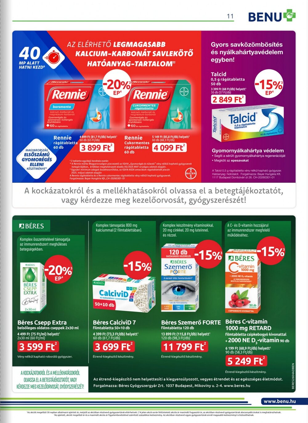 BENU Gyógyszertárak akciós újság 2026.04.01-től - 11. oldal.