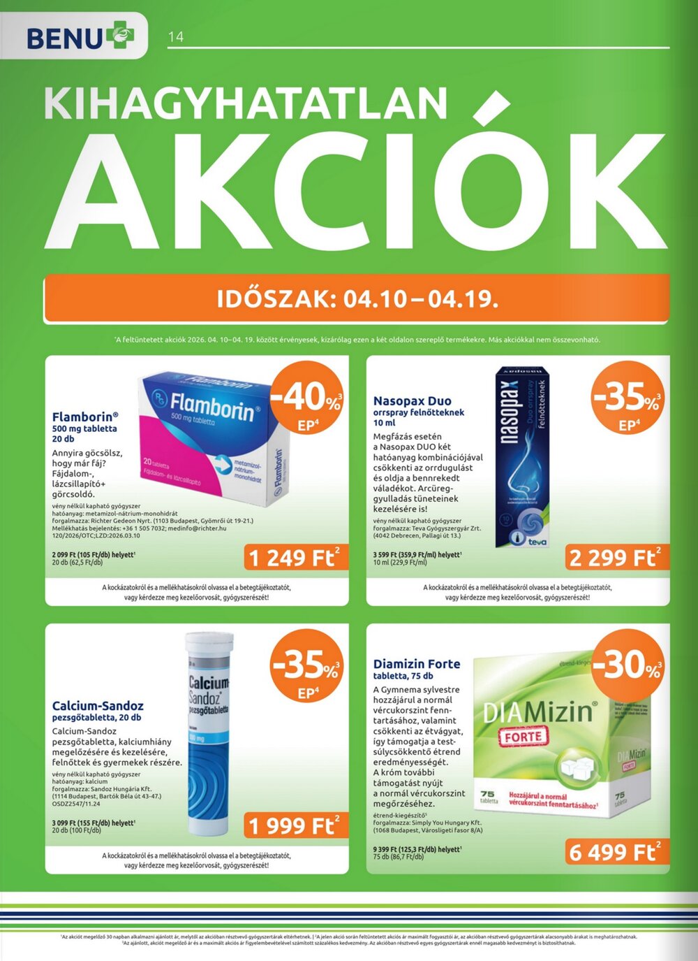 BENU Gyógyszertárak akciós újság 2026.04.01-től - 14. oldal.