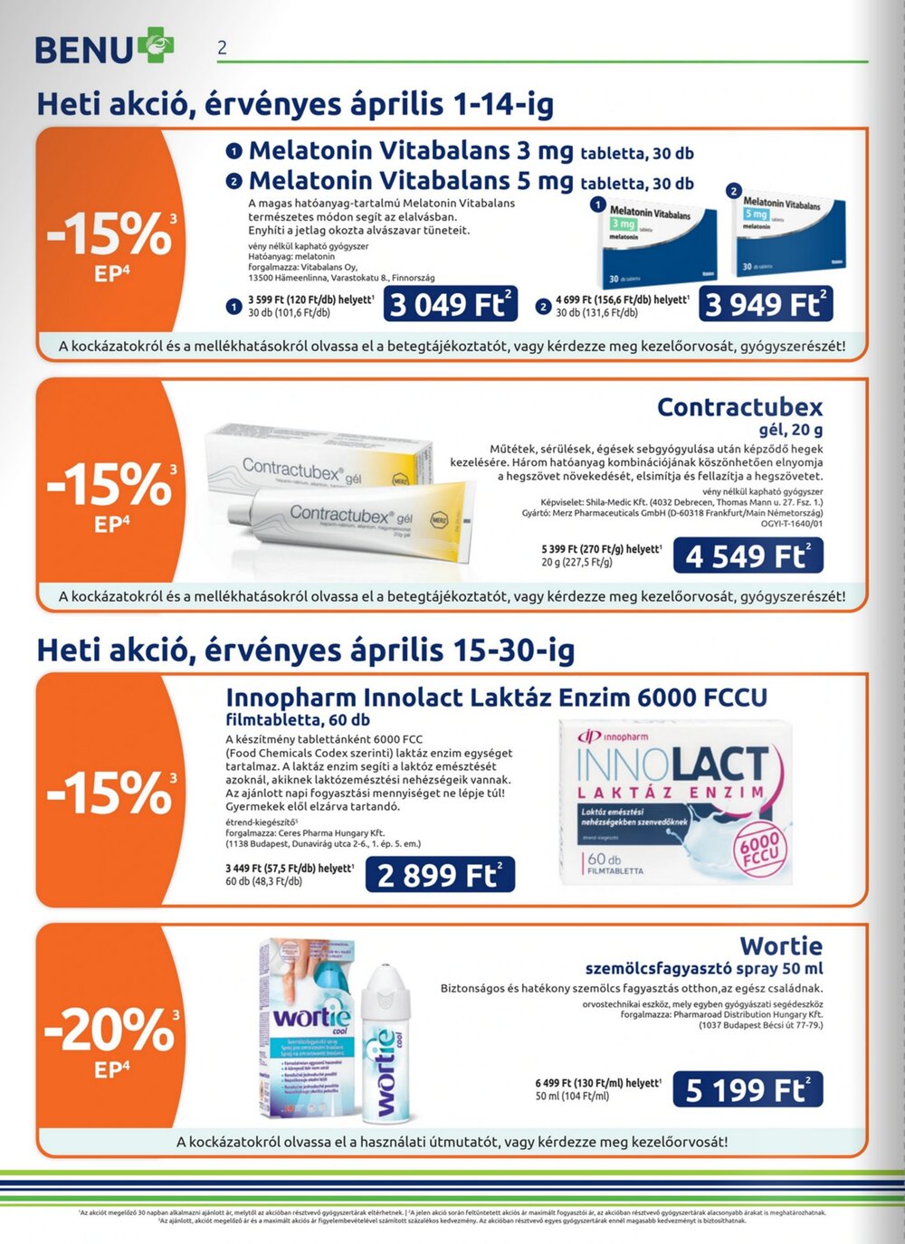 BENU Gyógyszertárak akciós újság 2026.04.01-től - 2. oldal.