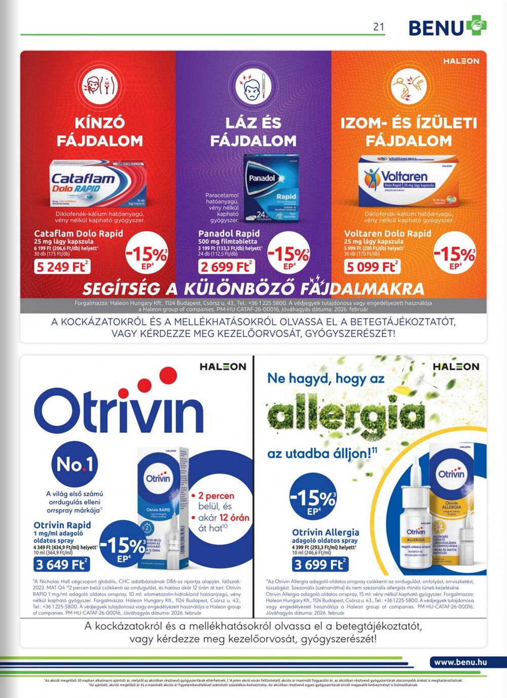 BENU Gyógyszertárak akciós újság 2026.04.01-től - 21. oldal.