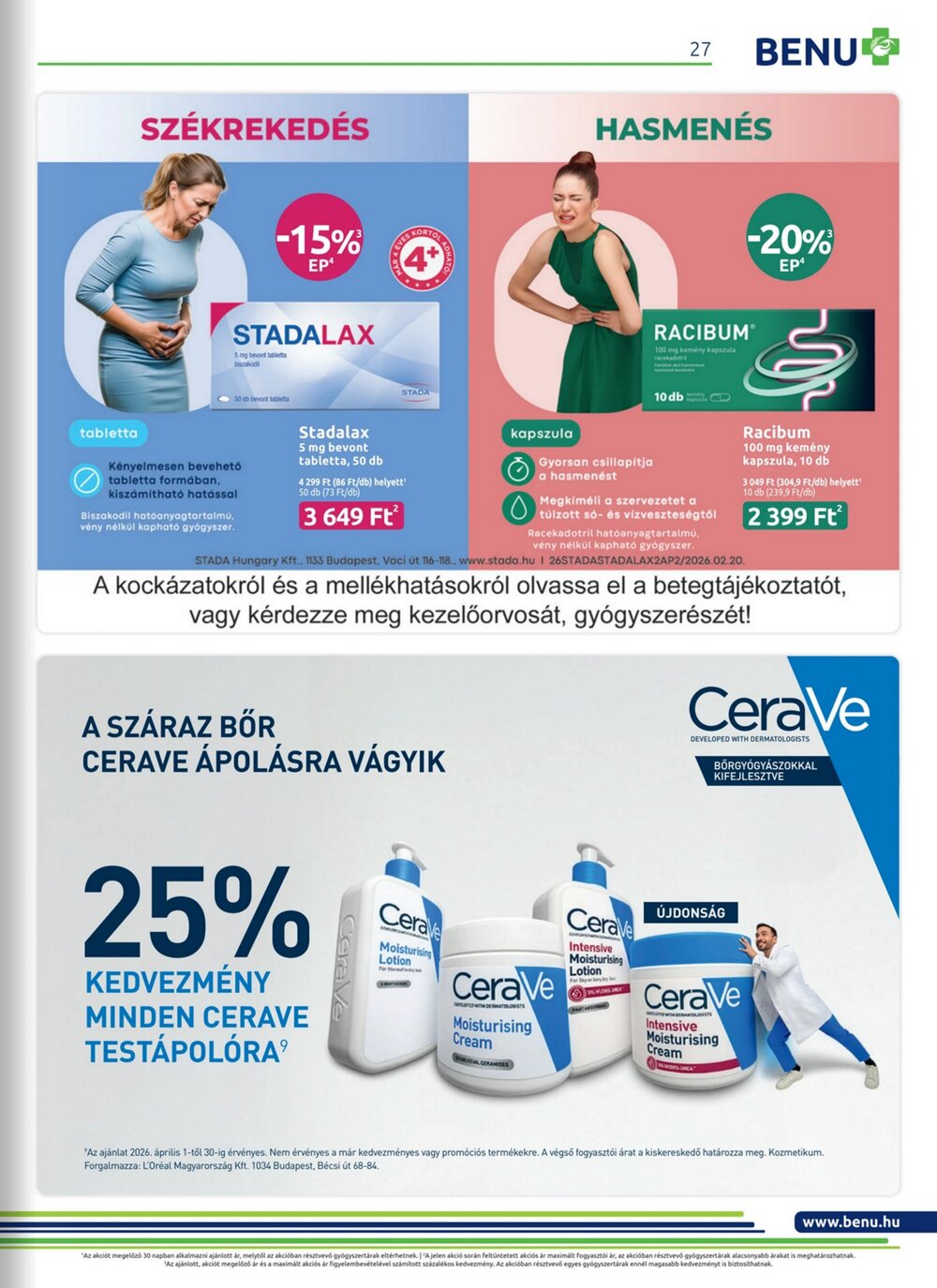 BENU Gyógyszertárak akciós újság 2026.04.01-től - 27. oldal.