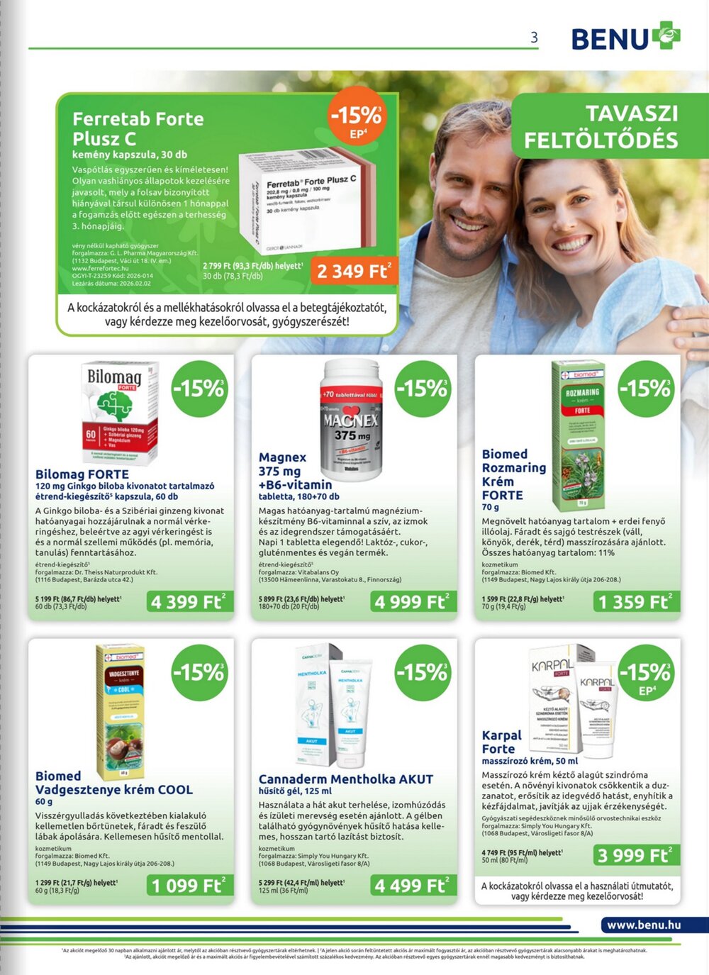 BENU Gyógyszertárak akciós újság 2026.04.01-től - 3. oldal.