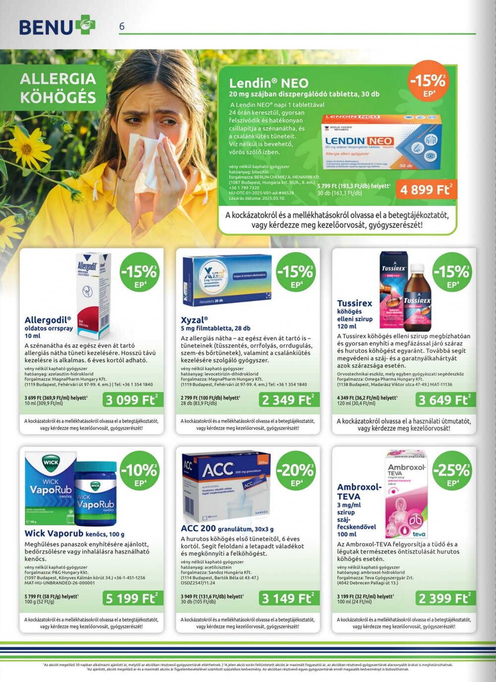 BENU Gyógyszertárak akciós újság 2026.04.01-től - 6. oldal.