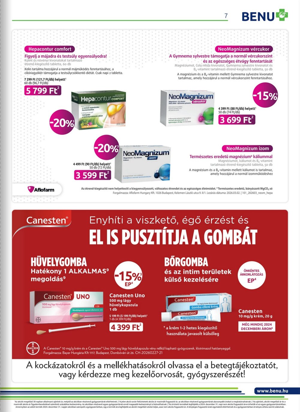 BENU Gyógyszertárak akciós újság 2026.04.01-től - 7. oldal.