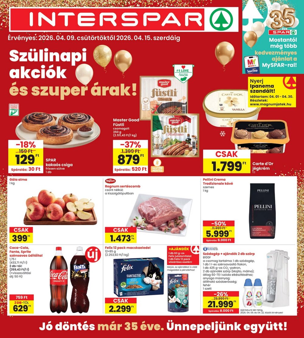 Interspar akciós újság 2026.04.09-től - 1. oldal.