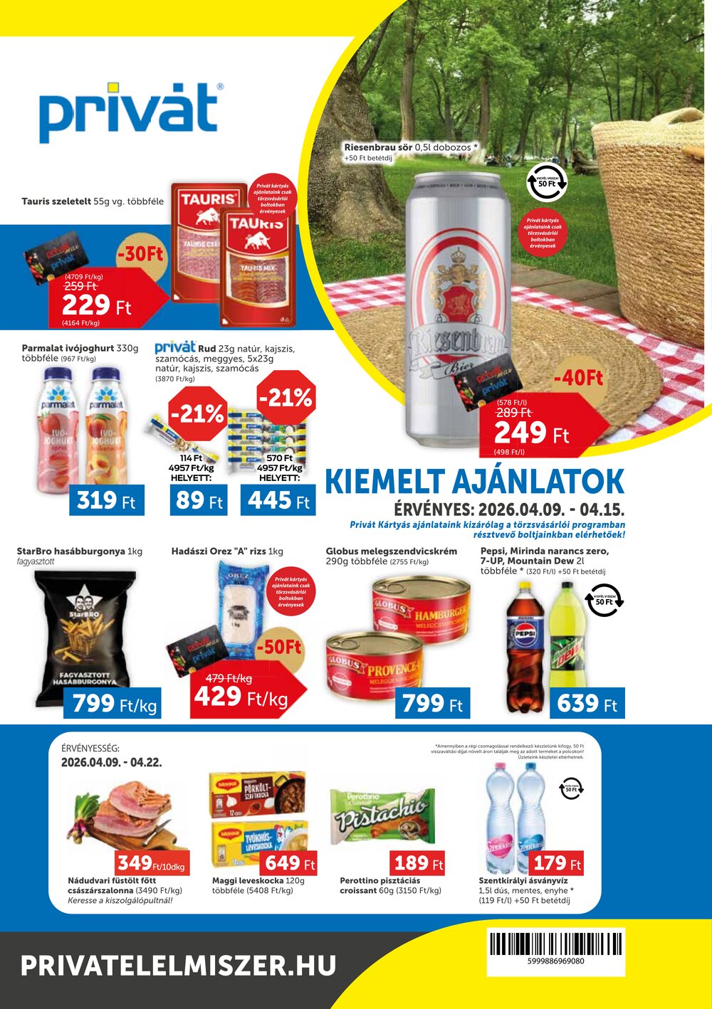 Privát akciós újság 2026.04.09-től - 1. oldal.