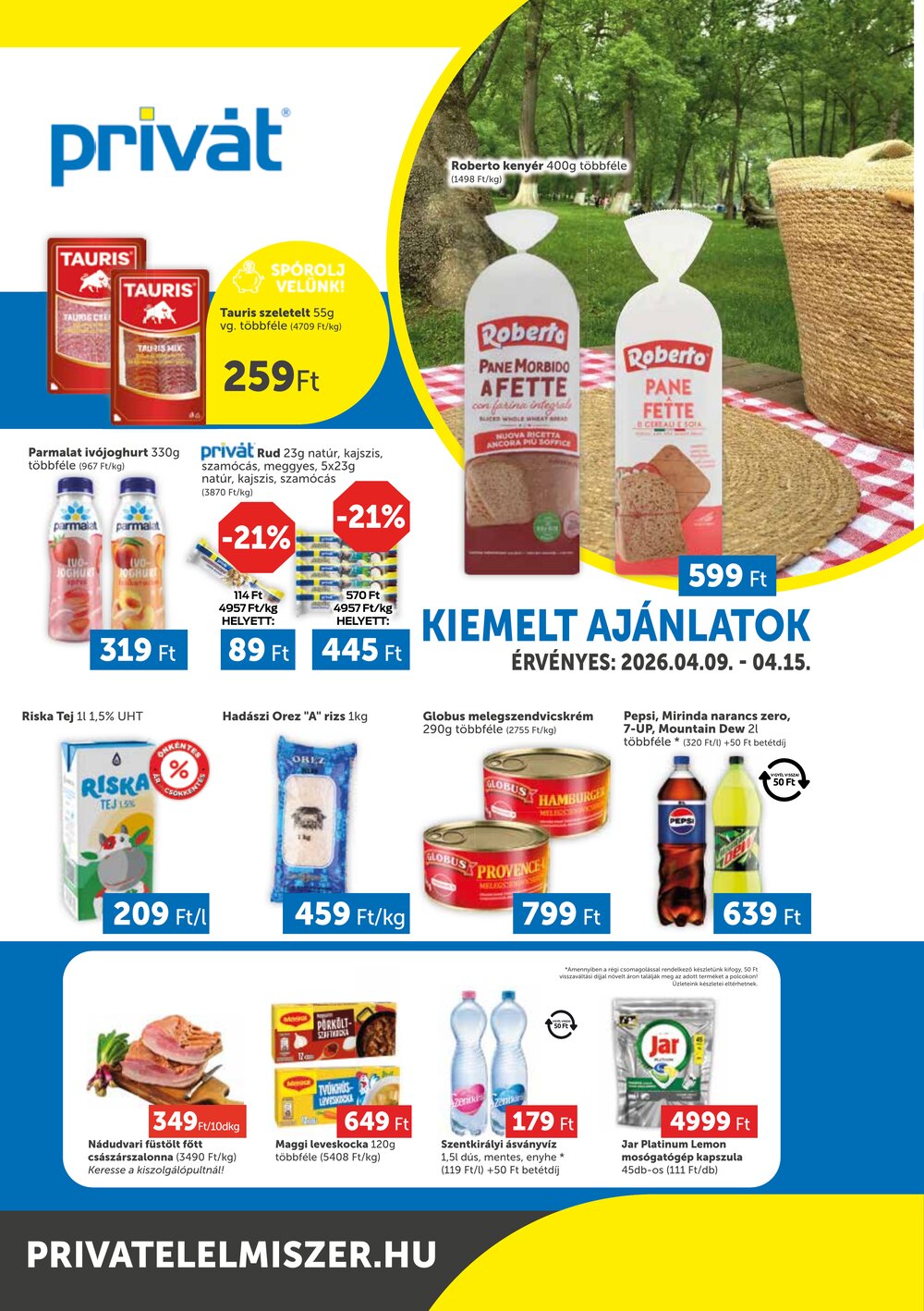 Privát akciós újság 2026.04.09-től - 1. oldal.