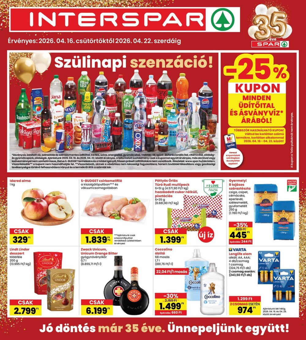 Interspar akciós újság 2026.04.16-tól - 1. oldal.