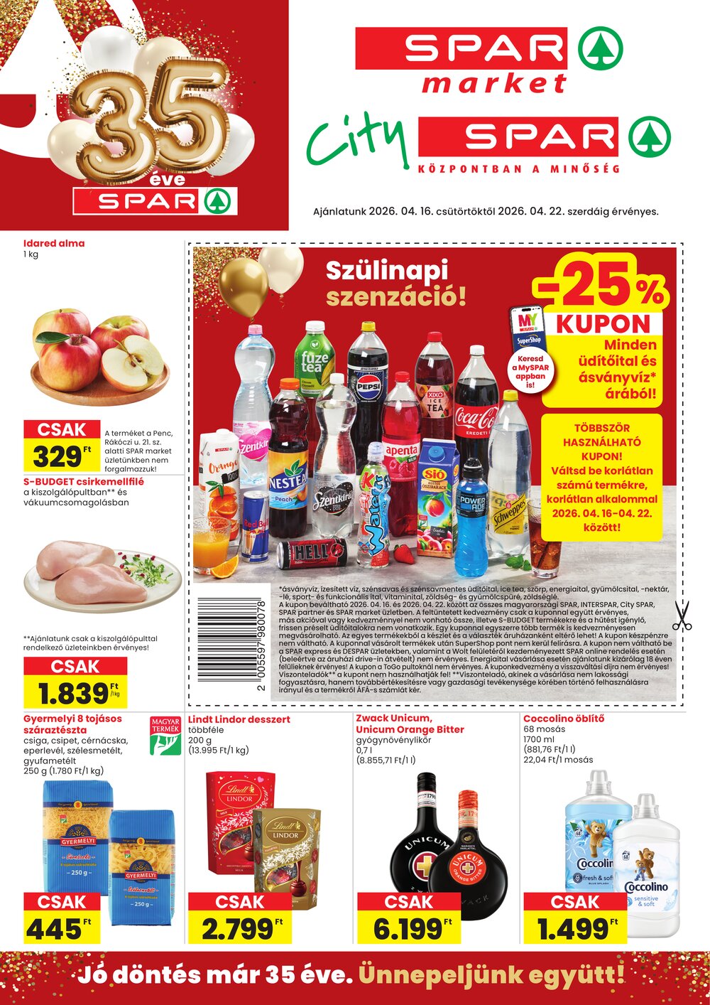 Spar Market akciós újság 2026.04.16-tól - 1. oldal.