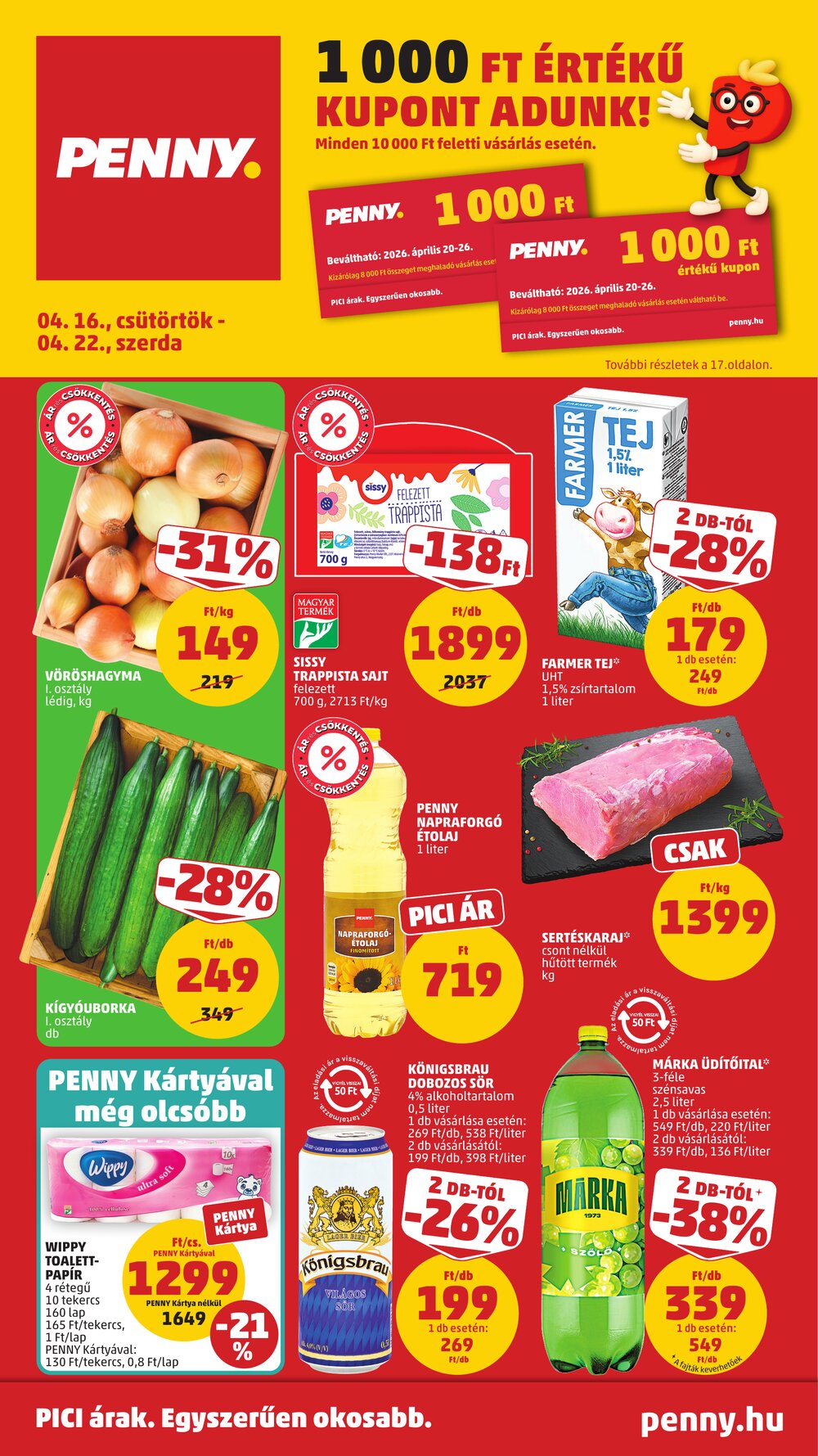 Penny Market akciós újság 2026.04.16-tól - 1. oldal.