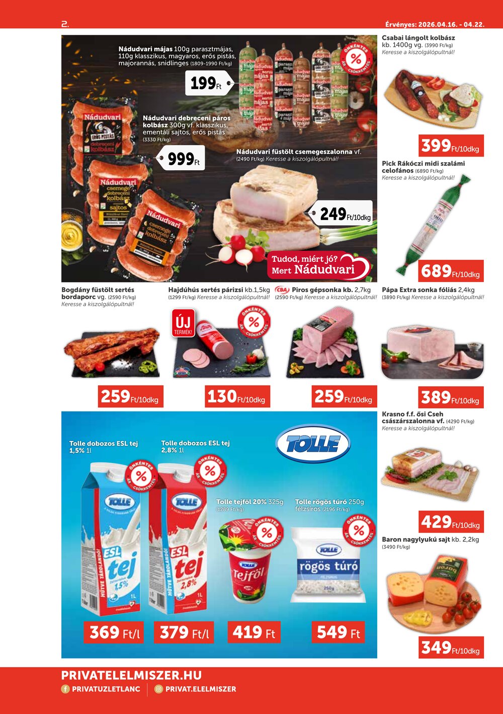 Privát akciós újság 2026.04.16-tól - 2. oldal.