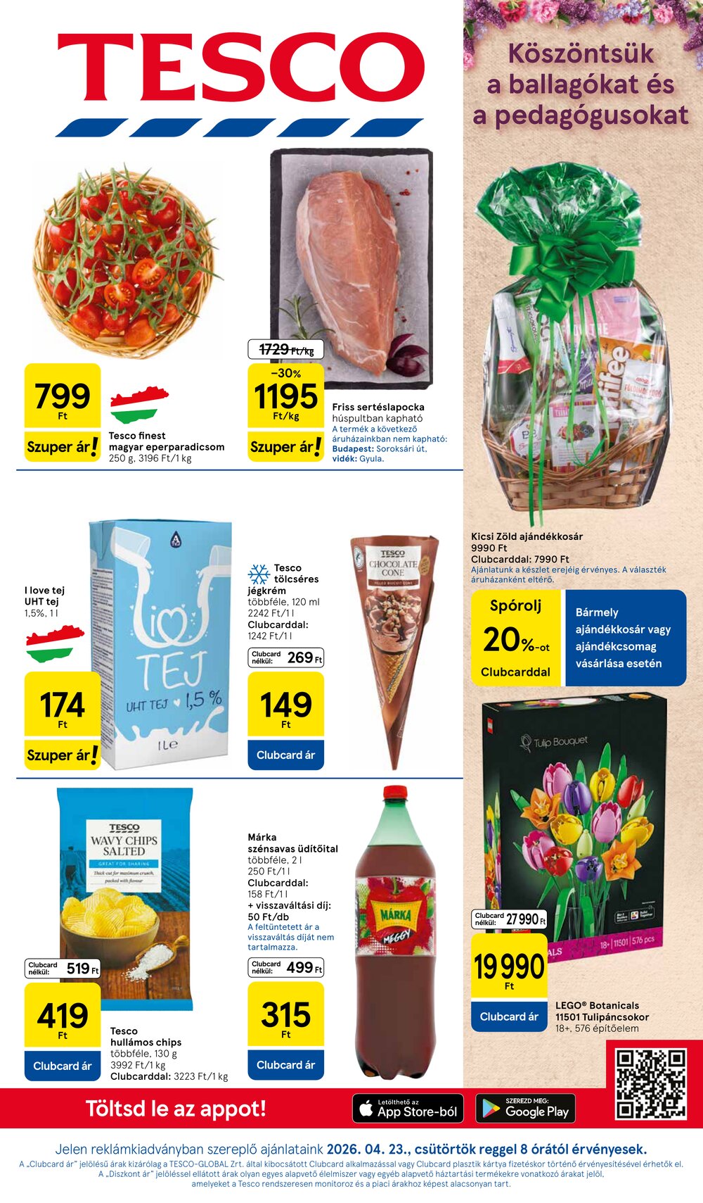 Tesco akciós újság 2026.04.23-tól - 1. oldal.
