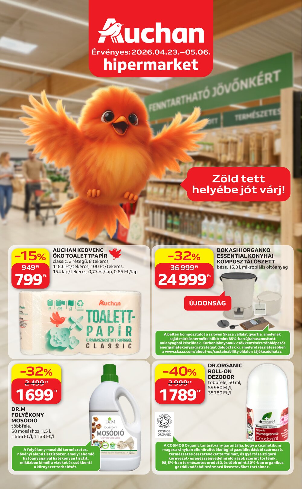 Auchan akciós újság 2026.04.23-tól - 1. oldal.