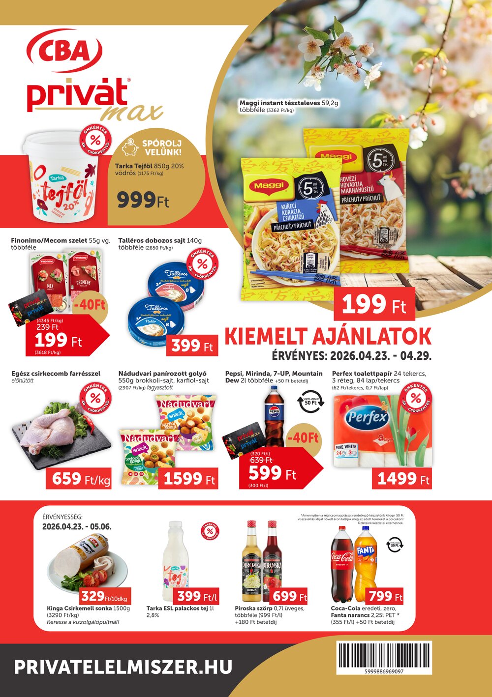 Privát akciós újság 2026.04.23-tól - 1. oldal.