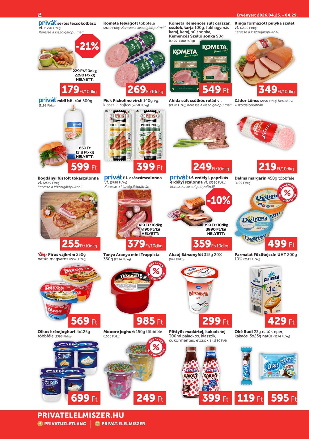 Privát akciós újság 2026.04.23-tól - 2. oldal.
