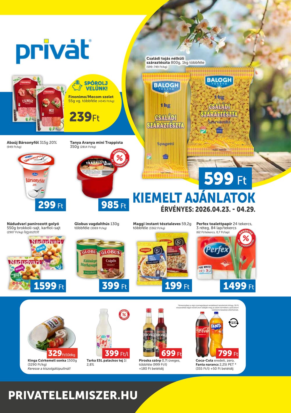 Privát akciós újság 2026.04.23-tól - 1. oldal.