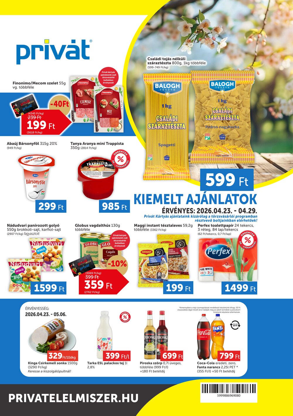Privát akciós újság 2026.04.23-tól - 1. oldal.