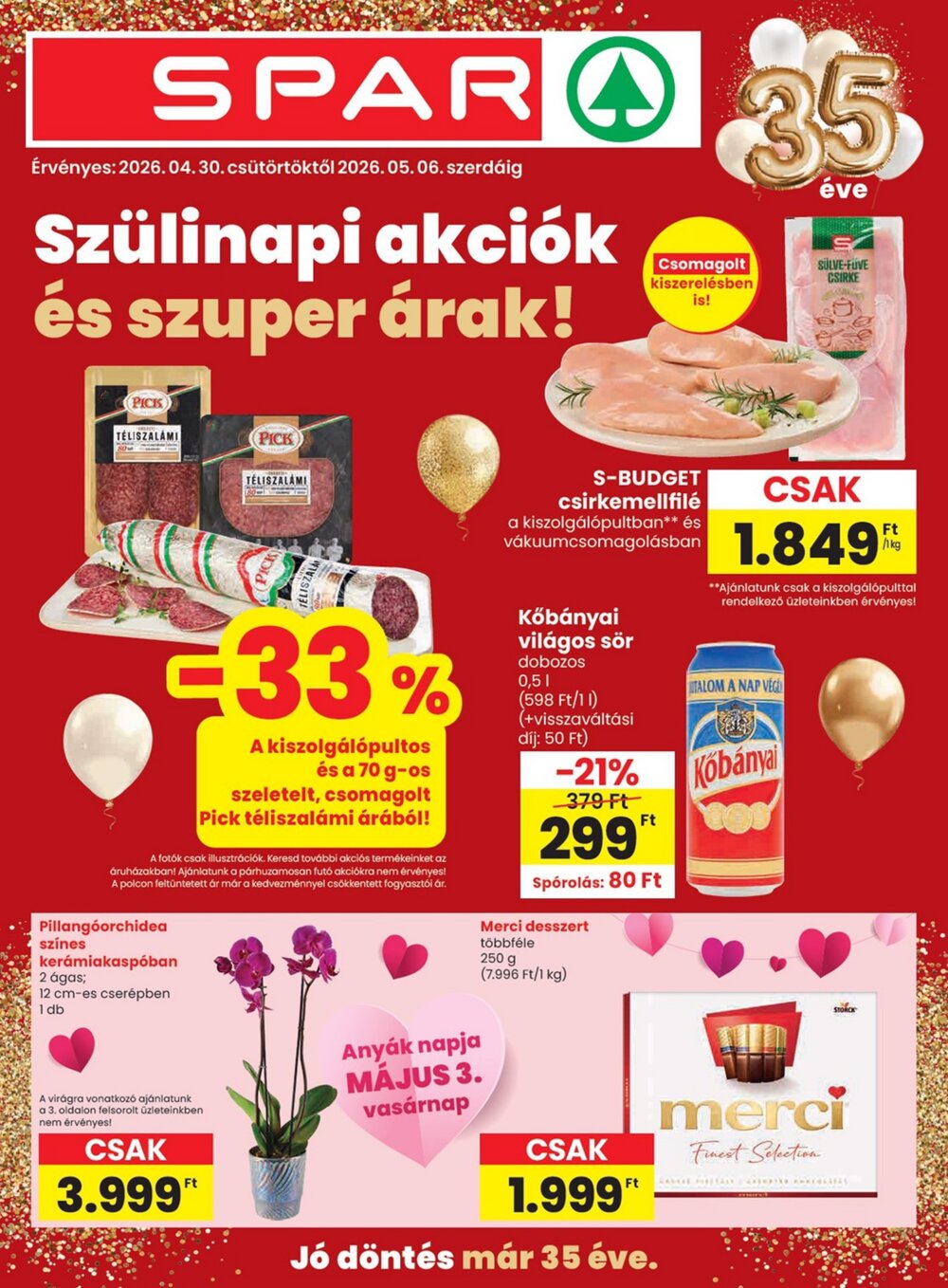 Spar akciós újság 2026.04.30-tól - 1. oldal.