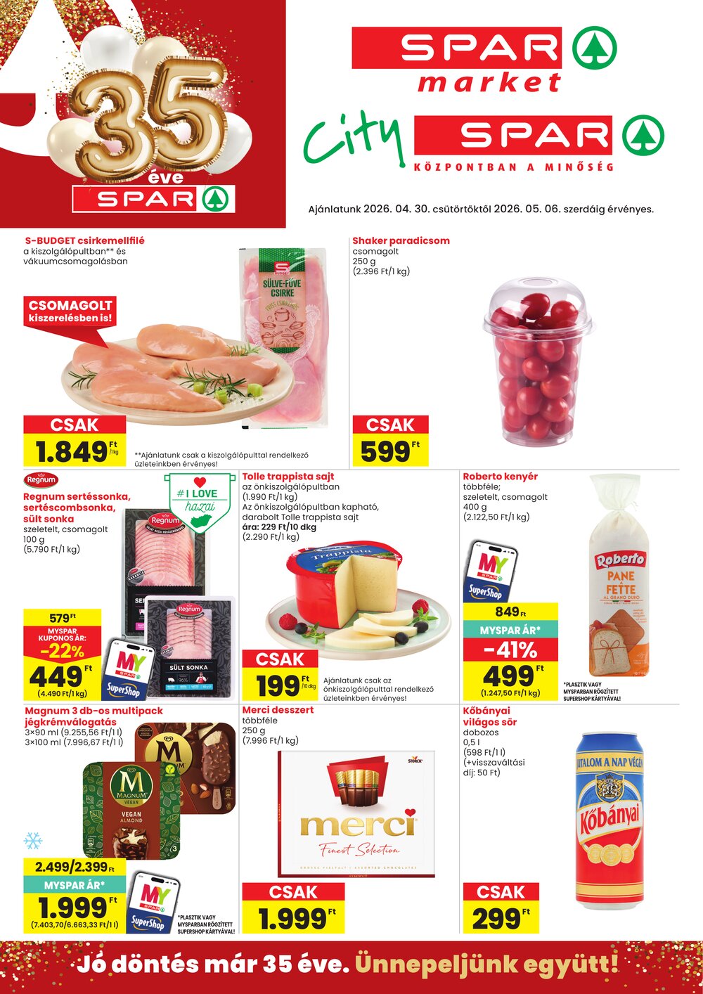 Spar Market akciós újság 2026.04.30-tól - 1. oldal.