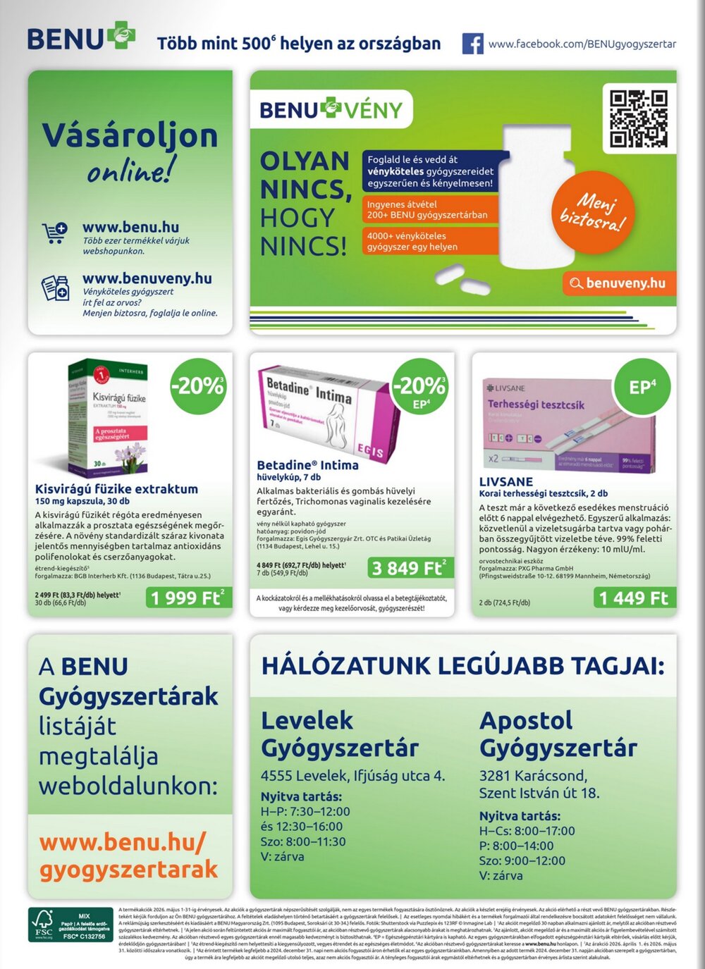 BENU Gyógyszertárak akciós újság 2026.05.01-től - 28. oldal.