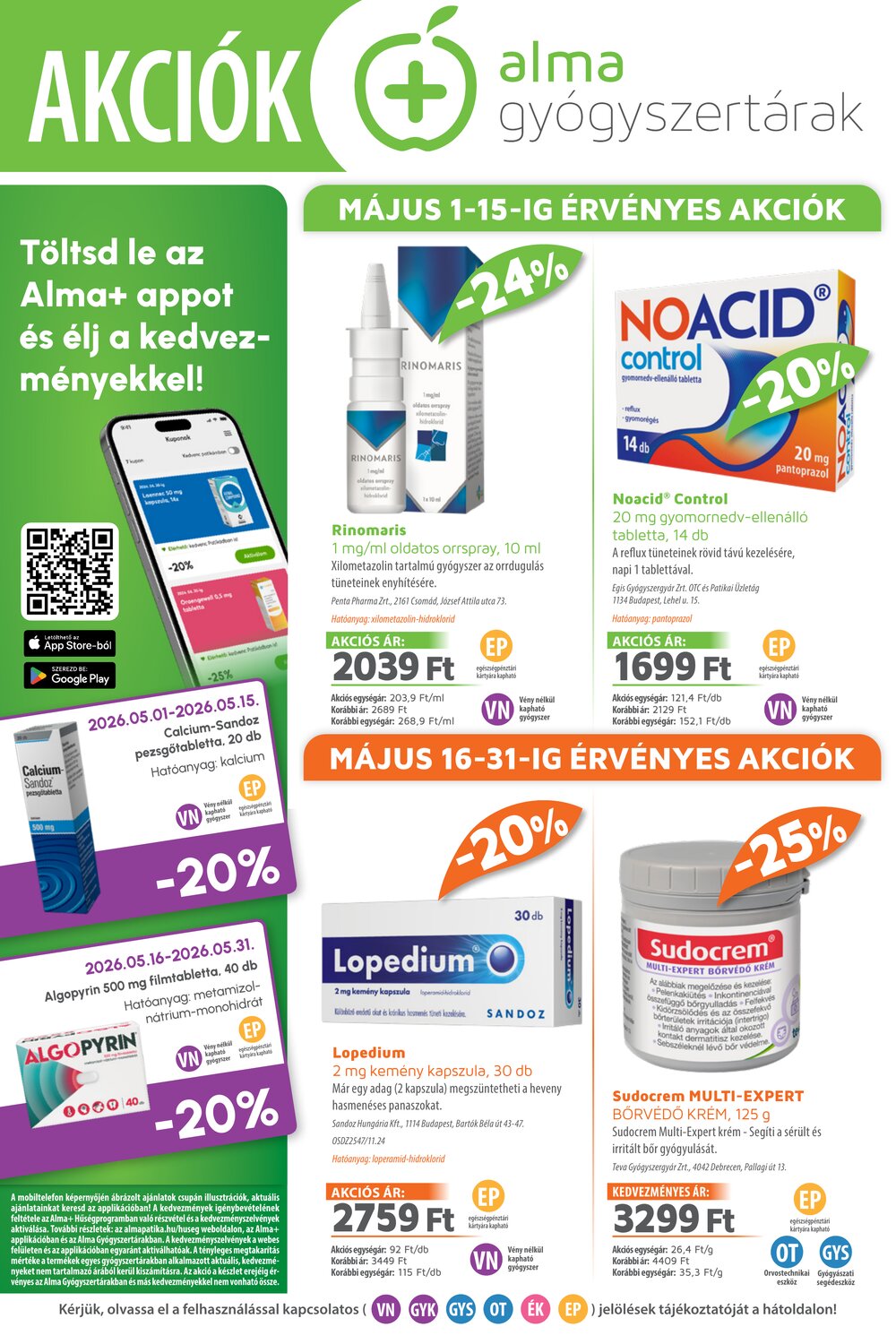 Alma Gyógyszertárak akciós újság 2026.05.01-től - 1. oldal.