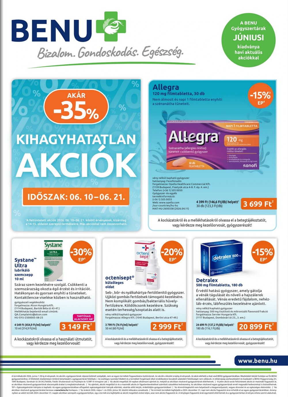 BENU Gyógyszertárak akciós újság 2026.06.01-től - 1. oldal.