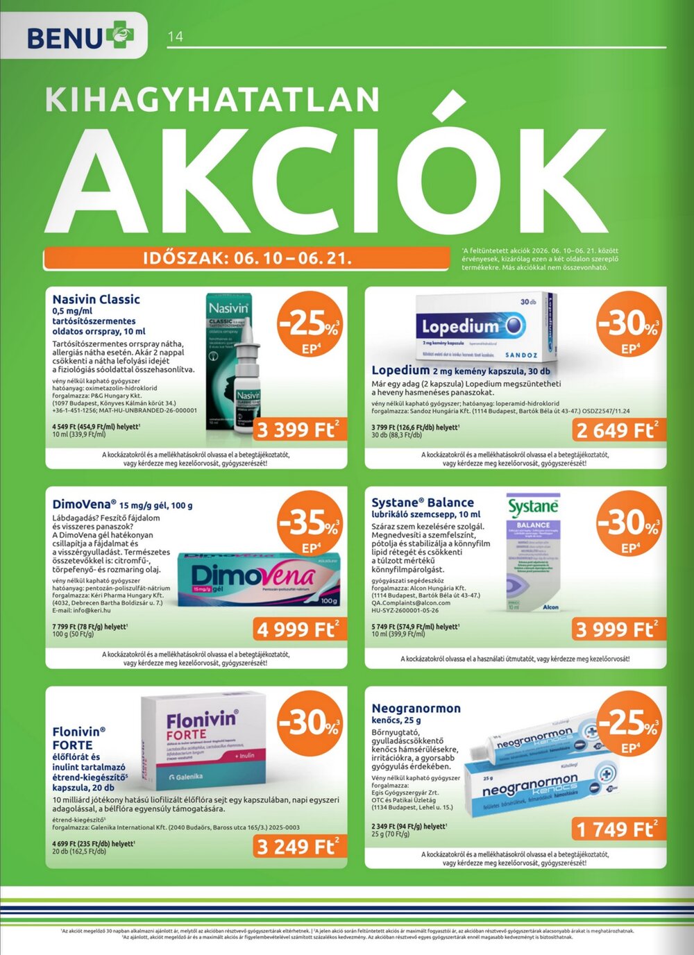 BENU Gyógyszertárak akciós újság 2026.06.01-től - 14. oldal.