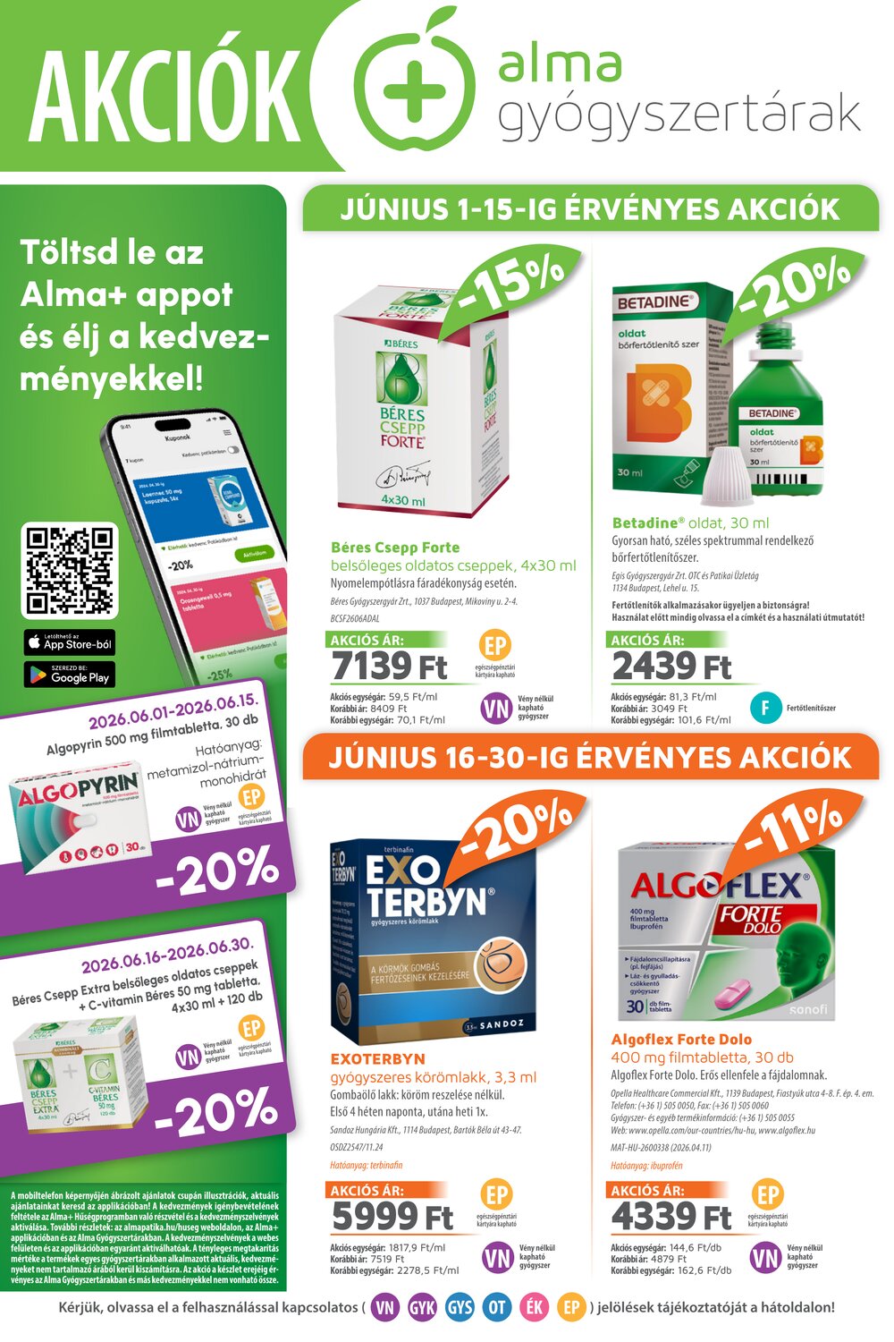 Alma Gyógyszertárak akciós újság 2026.06.01-től - 1. oldal.