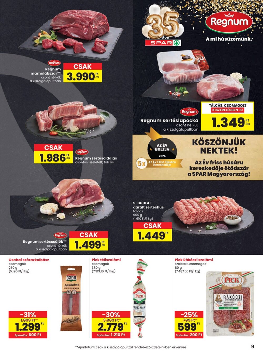 Spar akciós újság 2026.06.11-től - 9. oldal.