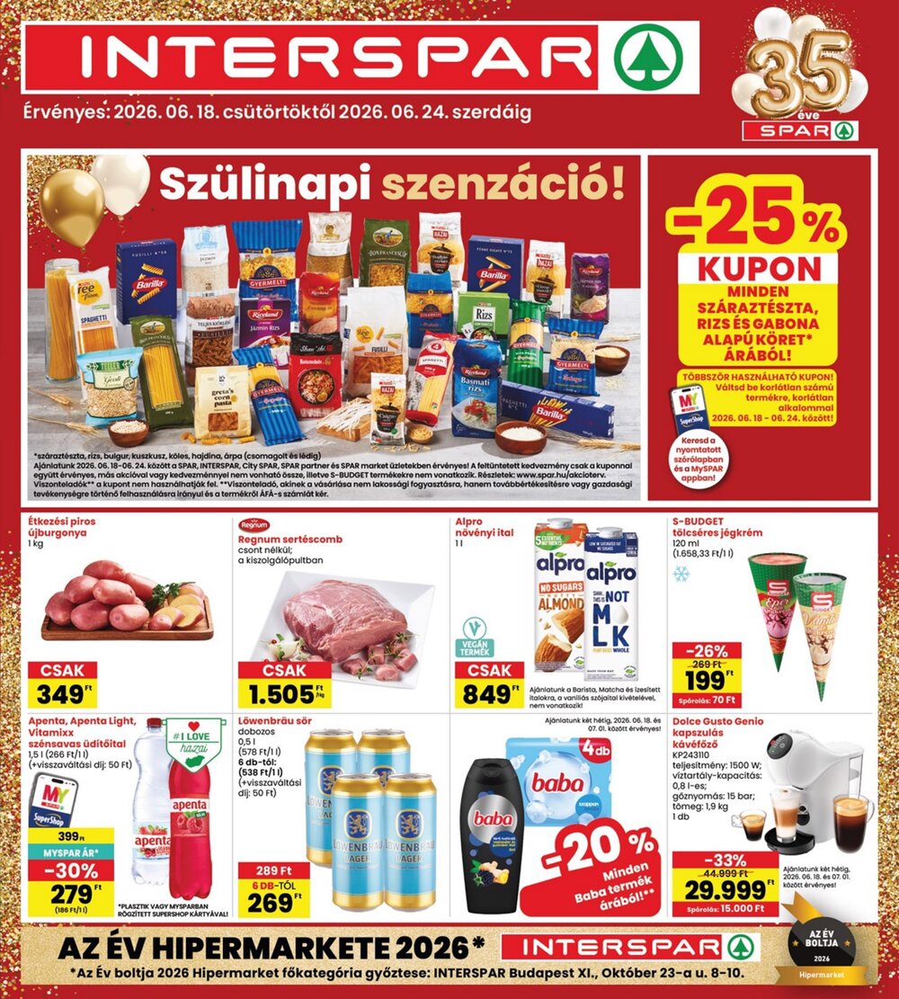 Interspar akciós újság 2026.06.18-tól - 1. oldal.