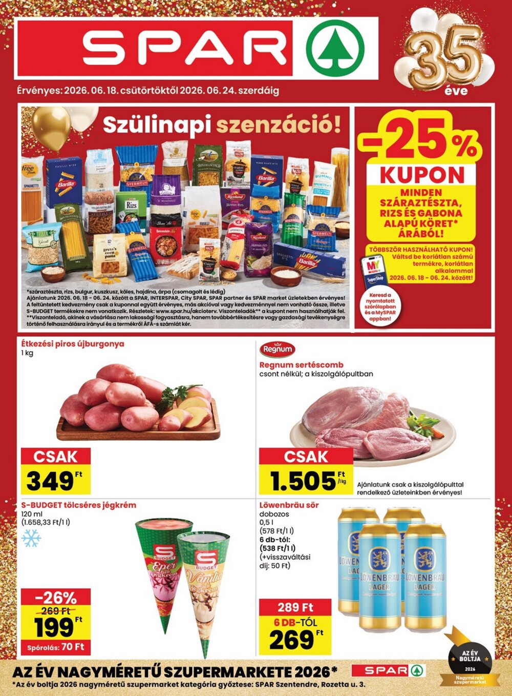 Spar akciós újság 2026.06.18-tól - 1. oldal.