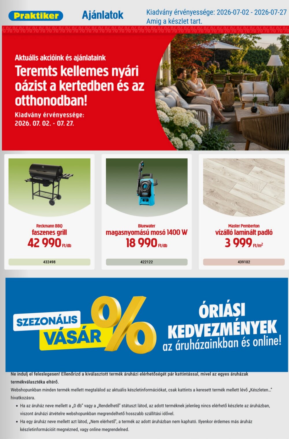 Praktiker akciós újság 2026.07.02-től - 1. oldal.