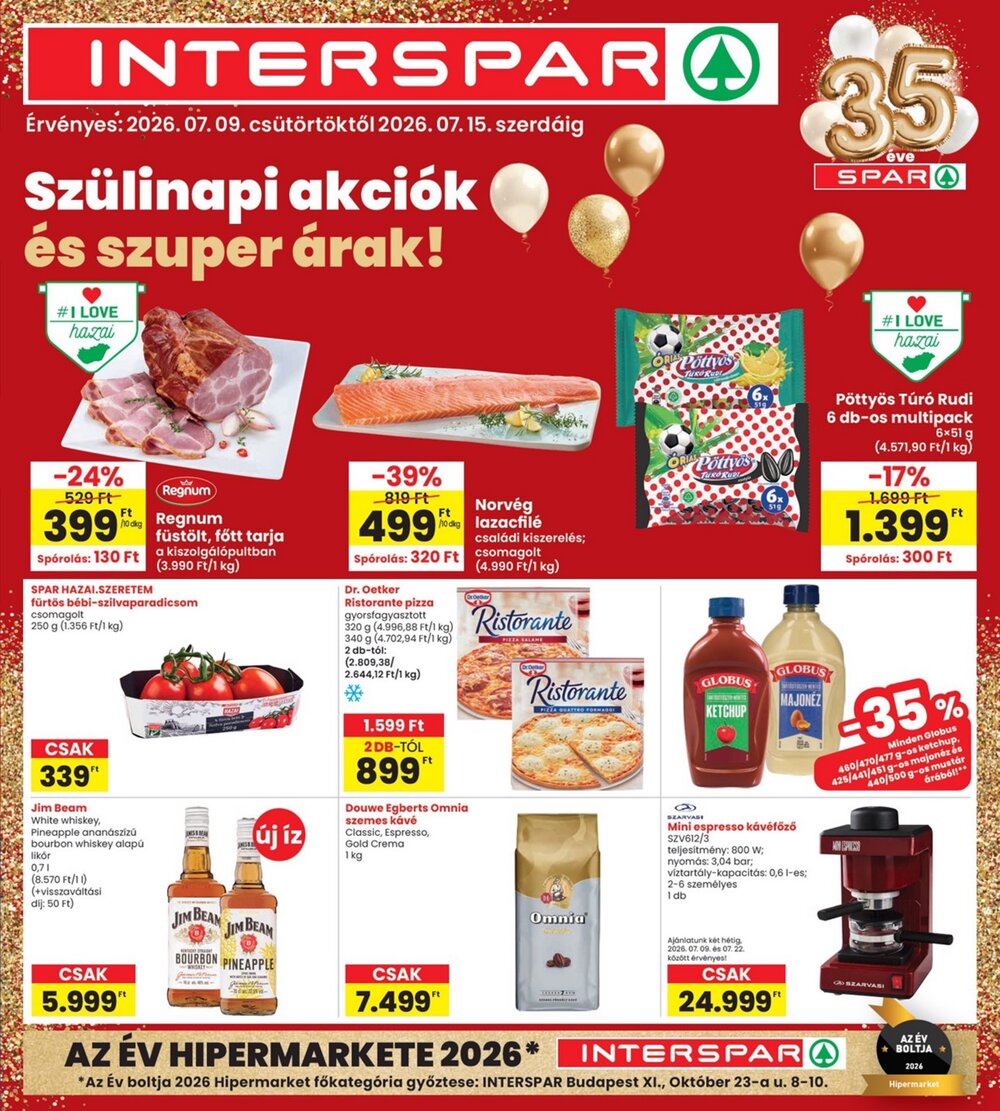 Interspar akciós újság 2026.07.09-től - 1. oldal.