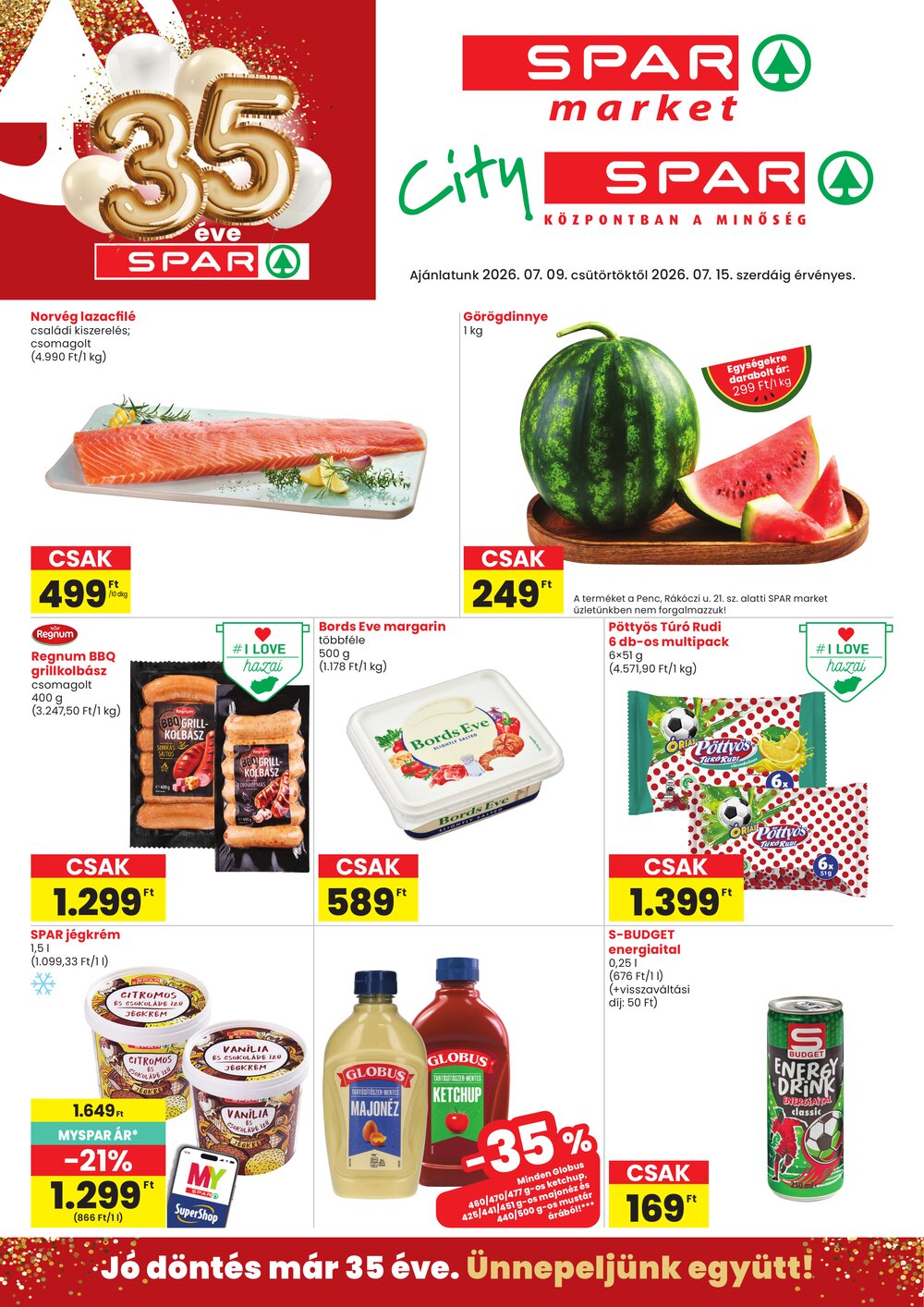 Spar Market akciós újság 2026.07.09-től - 1. oldal.