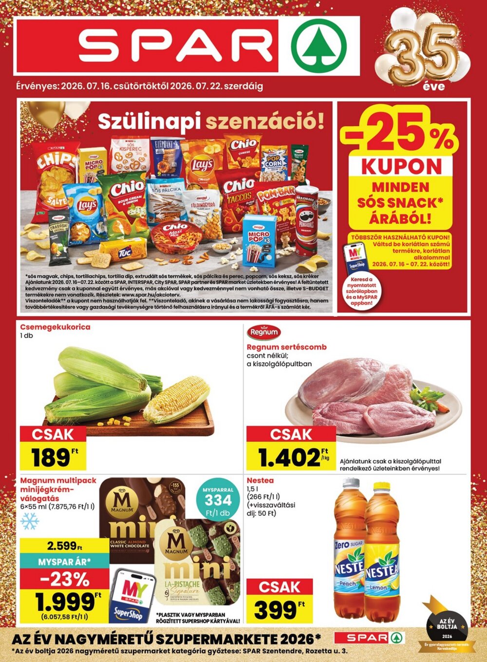 Spar akciós újság 2026.07.16-tól - 1. oldal.