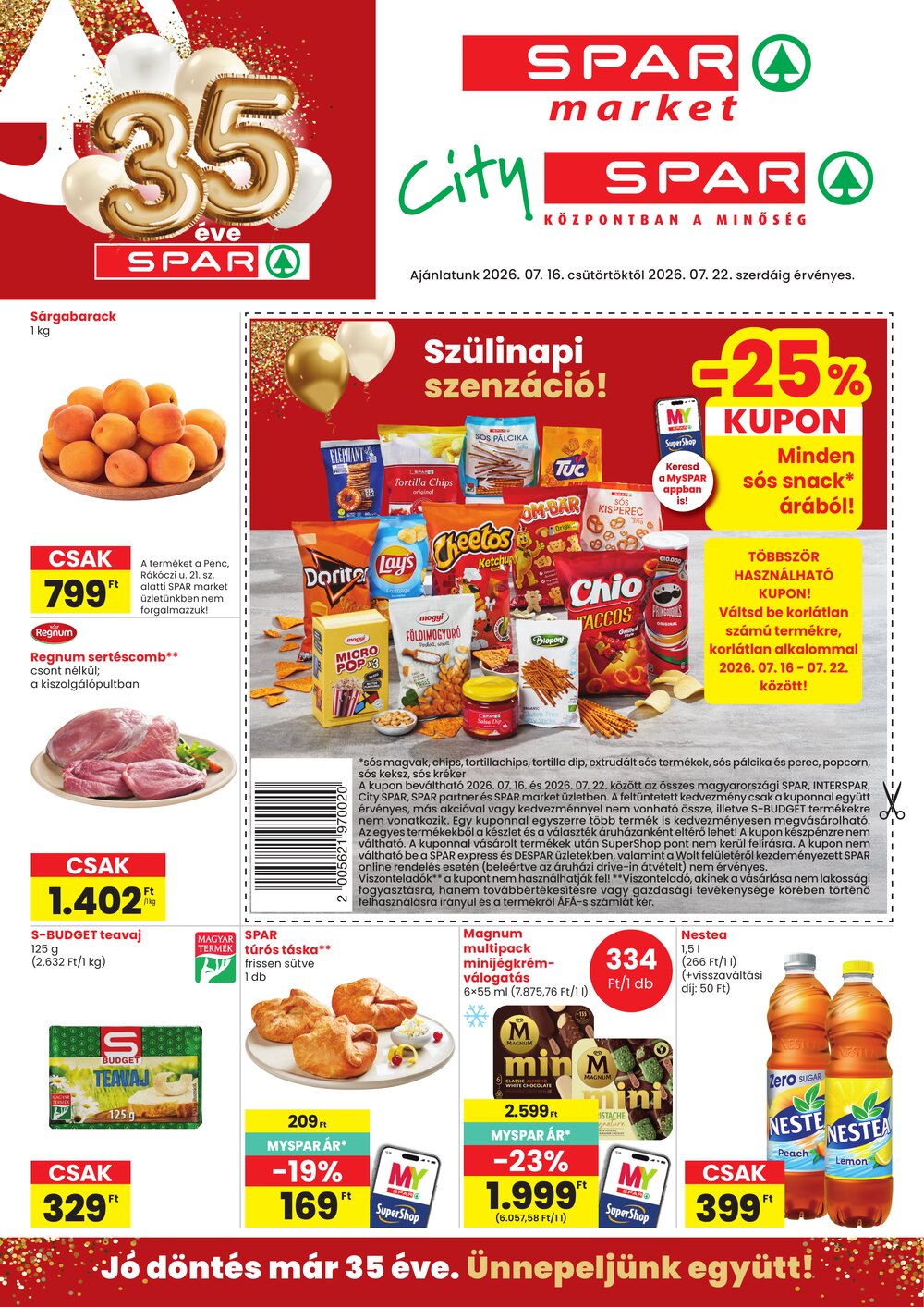 Spar Market akciós újság 2026.07.16-tól - 1. oldal.