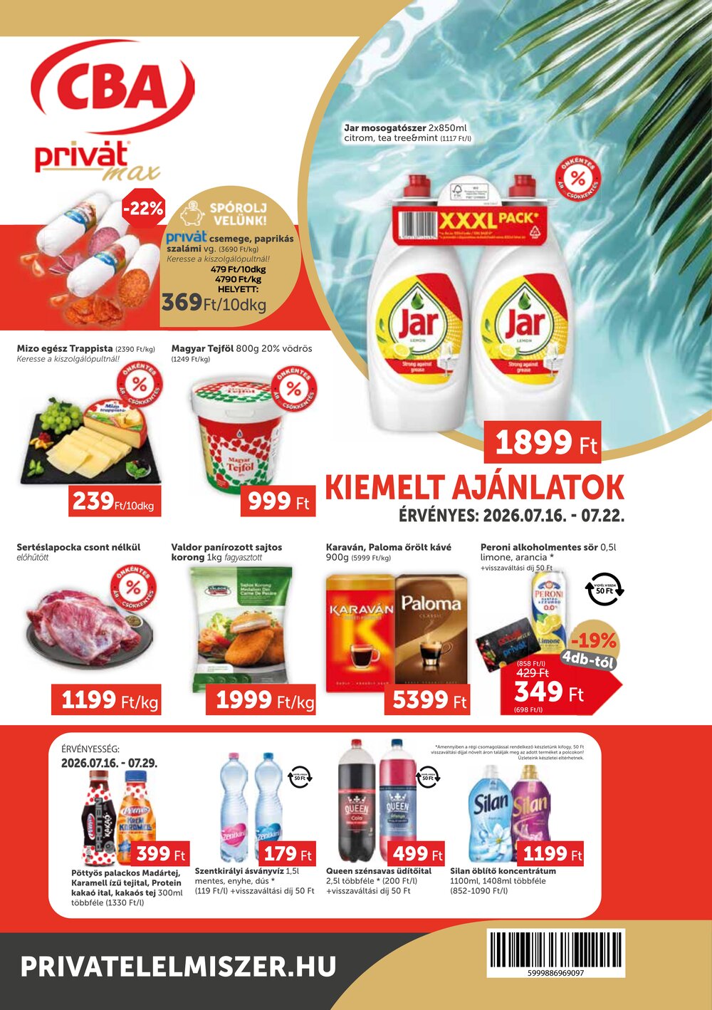 Privát akciós újság 2026.07.16-tól - 1. oldal.