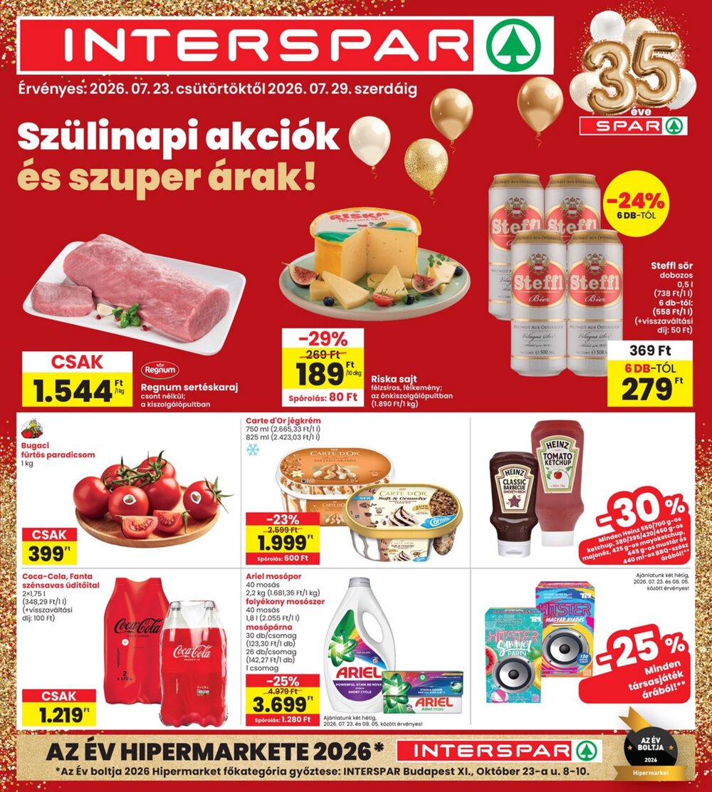 Interspar akciós újság 2026.07.23-tól - 1. oldal.